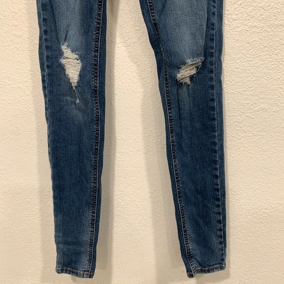Wild Fable Highest Rise Skinny Jeans Blue Stretch Distressed Holes 24x27.5 Sz 00 - Picture 6 of 12